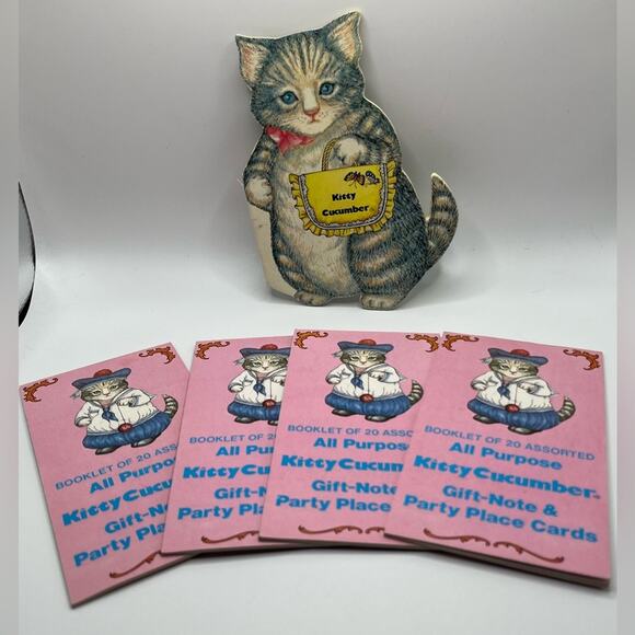 Vintage Kitty Cucumber book and gift tags NWT - Picture 1 of 11